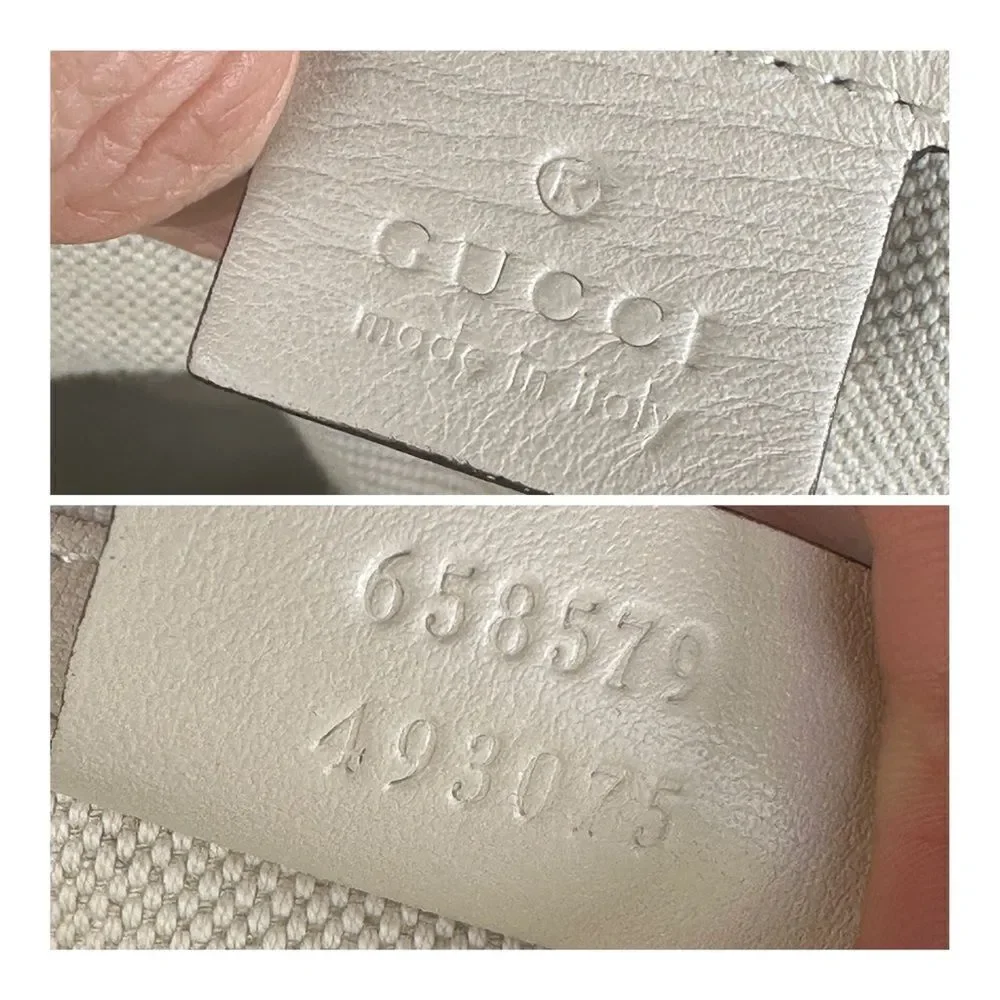 Gucci Embossed Leather Print Gg Backpack